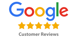 A google logo with five stars in front of it.